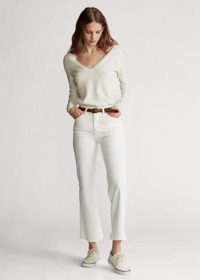 Jeans Polo Ralph Lauren Mujer Blancos - Laight Cropped Flare - IBQKL4865